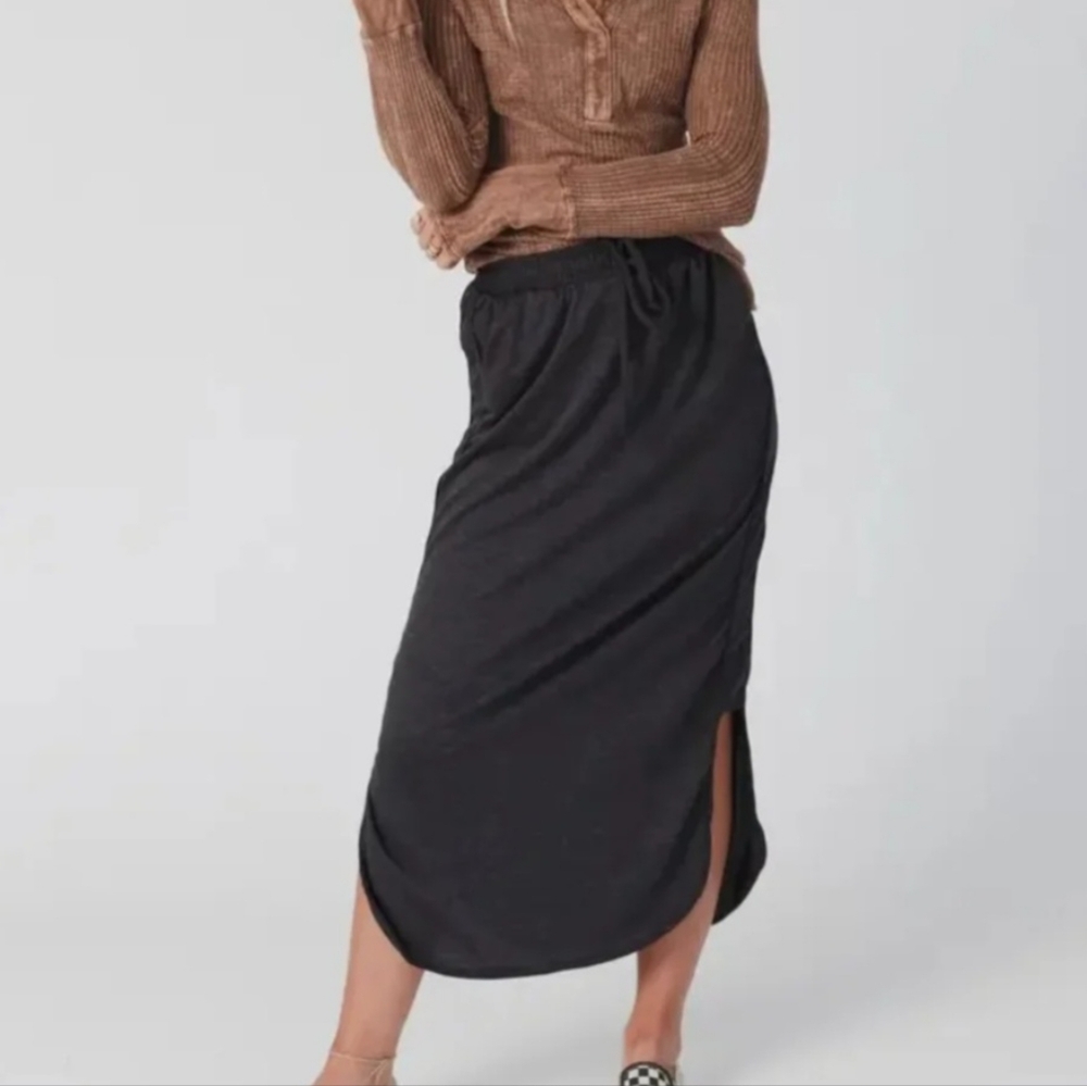 SoComfyDrawstringMaxiSkirt-Charcoal